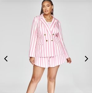 [3 piece set] FTF x garnerstyle pink stripe short suit set size 1X and 2X